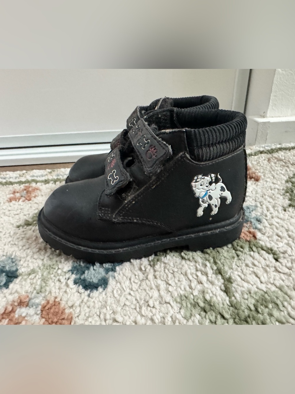 Disney Black Kids Boots with Dalmatian Graphic